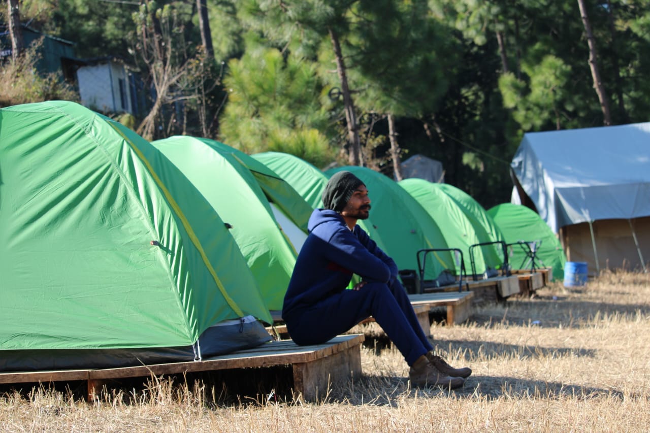 Dome tents in the camping meadow at The Glide Inn